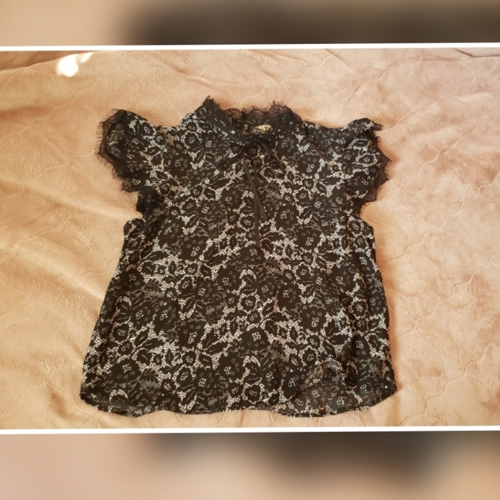 Black and White Lace Blouse
